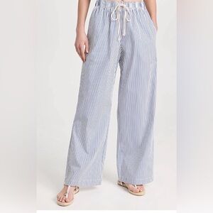 DONNI. Womens Navy and White Striped Pop Pants